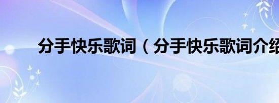 分手快乐歌词（分手快乐歌词介绍）