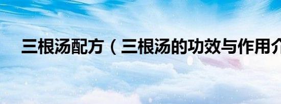 三根汤配方（三根汤的功效与作用介绍）