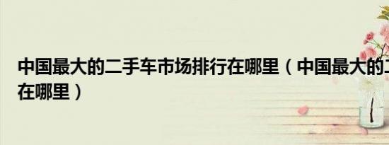 中国最大的二手车市场排行在哪里（中国最大的二手车市场在哪里）