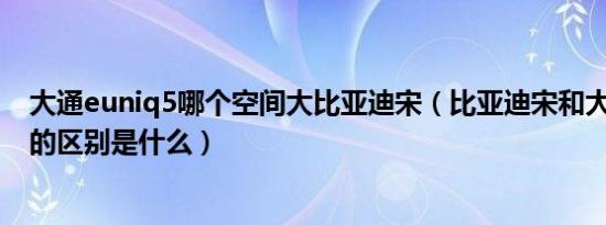 大通euniq5哪个空间大比亚迪宋（比亚迪宋和大通euniq5的区别是什么）