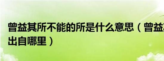 曾益其所不能的所是什么意思（曾益其所不能出自哪里）
