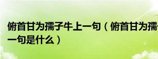 俯首甘为孺子牛上一句（俯首甘为孺子牛的上一句是什么）