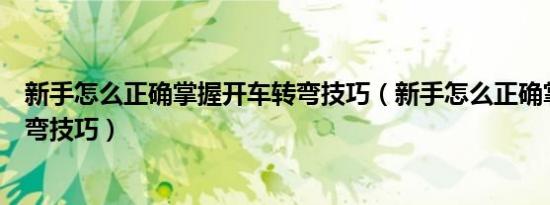 新手怎么正确掌握开车转弯技巧（新手怎么正确掌握开车转弯技巧）