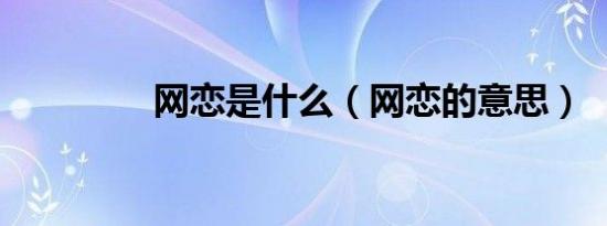 网恋是什么（网恋的意思）