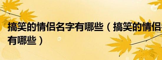 搞笑的情侣名字有哪些（搞笑的情侣名字具体有哪些）