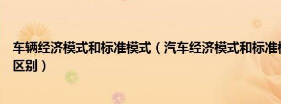 车辆经济模式和标准模式（汽车经济模式和标准模式有什么区别）