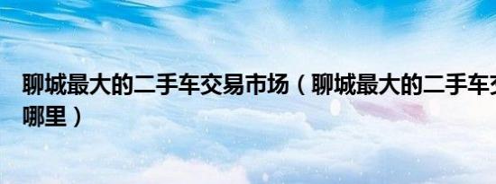 聊城最大的二手车交易市场（聊城最大的二手车交易市场在哪里）