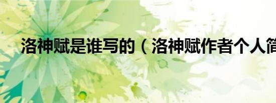 洛神赋是谁写的（洛神赋作者个人简介）