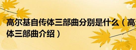 高尔基自传体三部曲分别是什么（高尔基自传体三部曲介绍）