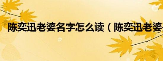 陈奕迅老婆名字怎么读（陈奕迅老婆是谁）