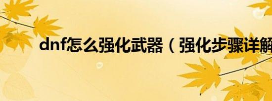 dnf怎么强化武器（强化步骤详解）