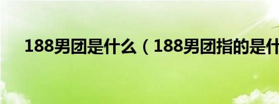 188男团是什么（188男团指的是什么）
