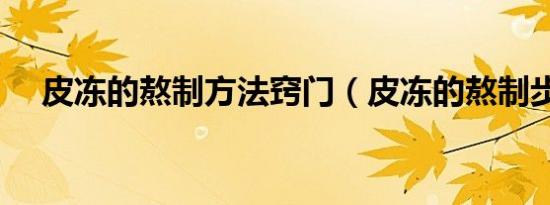皮冻的熬制方法窍门（皮冻的熬制步骤）