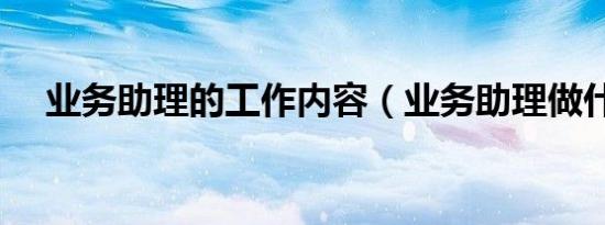 业务助理的工作内容（业务助理做什么）