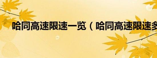 哈同高速限速一览（哈同高速限速多少）