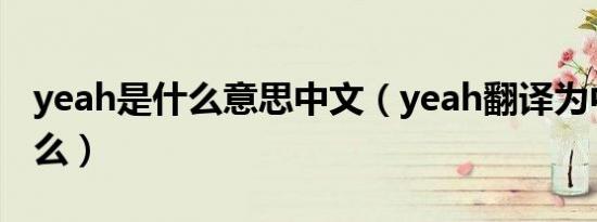 yeah是什么意思中文（yeah翻译为中文是什么）