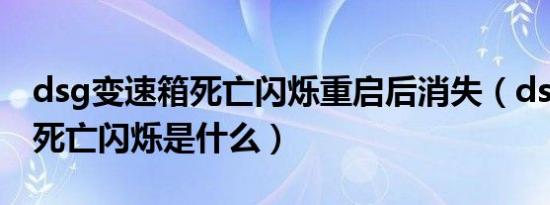 dsg变速箱死亡闪烁重启后消失（dsg变速箱死亡闪烁是什么）