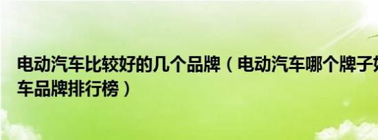 电动汽车比较好的几个品牌（电动汽车哪个牌子好纯电动汽车品牌排行榜）