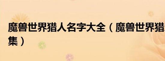 魔兽世界猎人名字大全（魔兽世界猎人名字锦集）