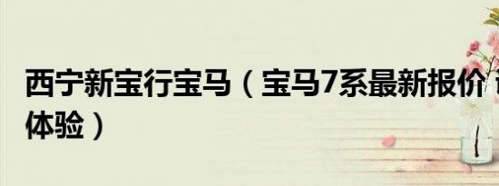 西宁新宝行宝马（宝马7系最新报价 诚邀莅临体验）