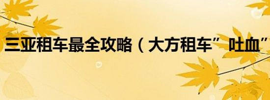 三亚租车最全攻略（大方租车”吐血”整理）