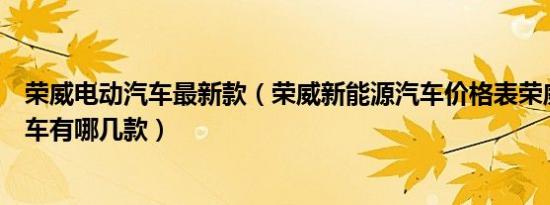 荣威电动汽车最新款（荣威新能源汽车价格表荣威纯电动汽车有哪几款）
