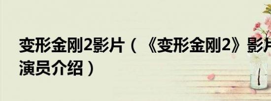 变形金刚2影片（《变形金刚2》影片简介及演员介绍）
