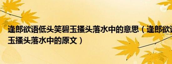 逢郎欲语低头笑碧玉搔头落水中的意思（逢郎欲语低头笑碧玉搔头落水中的原文）