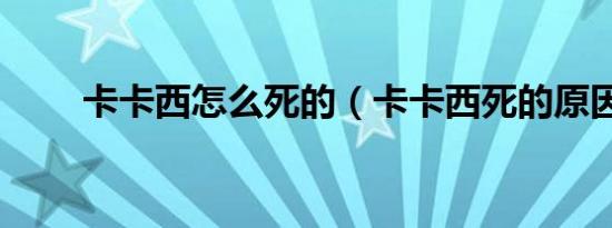 卡卡西怎么死的（卡卡西死的原因）