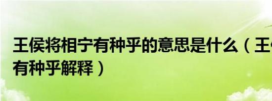 王侯将相宁有种乎的意思是什么（王侯将相宁有种乎解释）