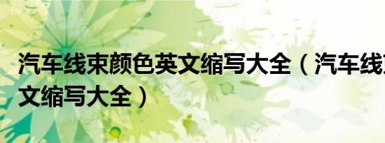汽车线束颜色英文缩写大全（汽车线束颜色英文缩写大全）