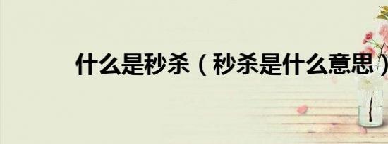 什么是秒杀（秒杀是什么意思）