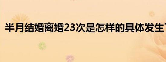 半月结婚离婚23次是怎样的具体发生了什么