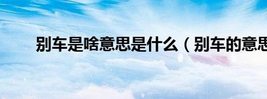别车是啥意思是什么（别车的意思）