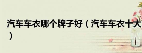 汽车车衣哪个牌子好（汽车车衣十大品牌介绍）