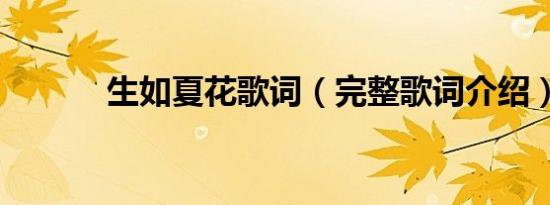 生如夏花歌词（完整歌词介绍）