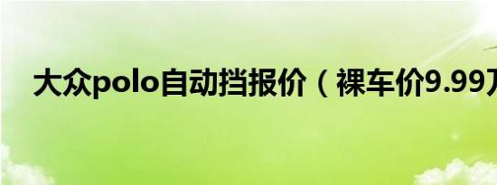 大众polo自动挡报价（裸车价9.99万起）