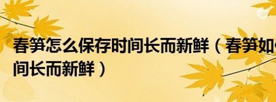 春笋怎么保存时间长而新鲜（春笋如何保存时间长而新鲜）
