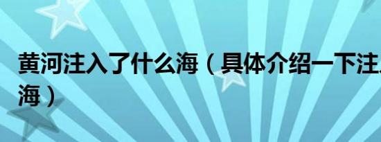 黄河注入了什么海（具体介绍一下注入了什么海）