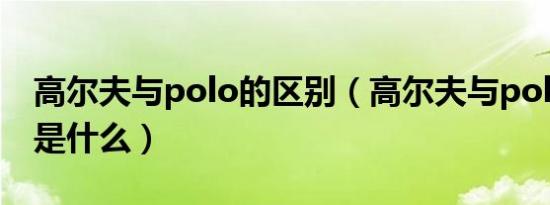 高尔夫与polo的区别（高尔夫与polo的区别是什么）