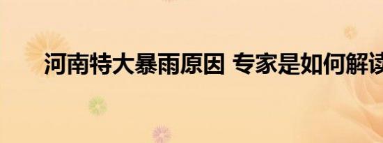 河南特大暴雨原因 专家是如何解读的