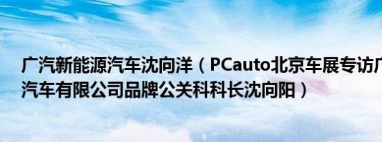 广汽新能源汽车沈向洋（PCauto北京车展专访广汽新能源汽车有限公司品牌公关科科长沈向阳）
