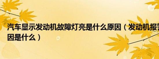 汽车显示发动机故障灯亮是什么原因（发动机报警故障的原因是什么）