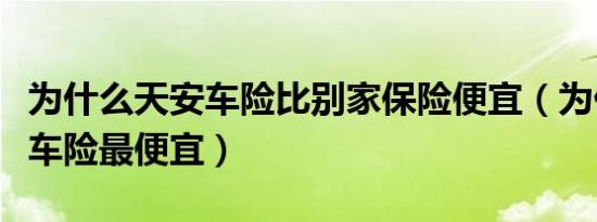 为什么天安车险比别家保险便宜（为什么天安车险最便宜）