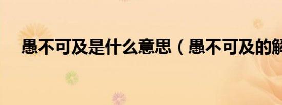 愚不可及是什么意思（愚不可及的解释）