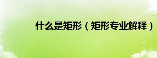 什么是矩形（矩形专业解释）