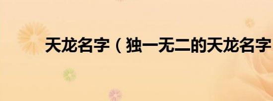 天龙名字（独一无二的天龙名字）