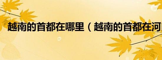越南的首都在哪里（越南的首都在河内吗）