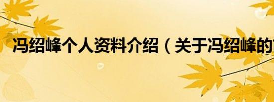 冯绍峰个人资料介绍（关于冯绍峰的简介）