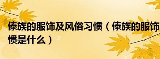 傣族的服饰及风俗习惯（傣族的服饰及风俗习惯是什么）